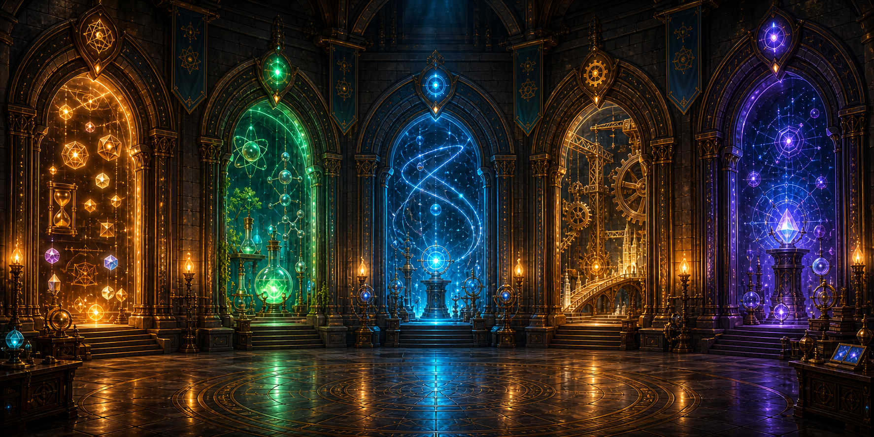 Five magical STEM realm portals inside Dungeon Academy